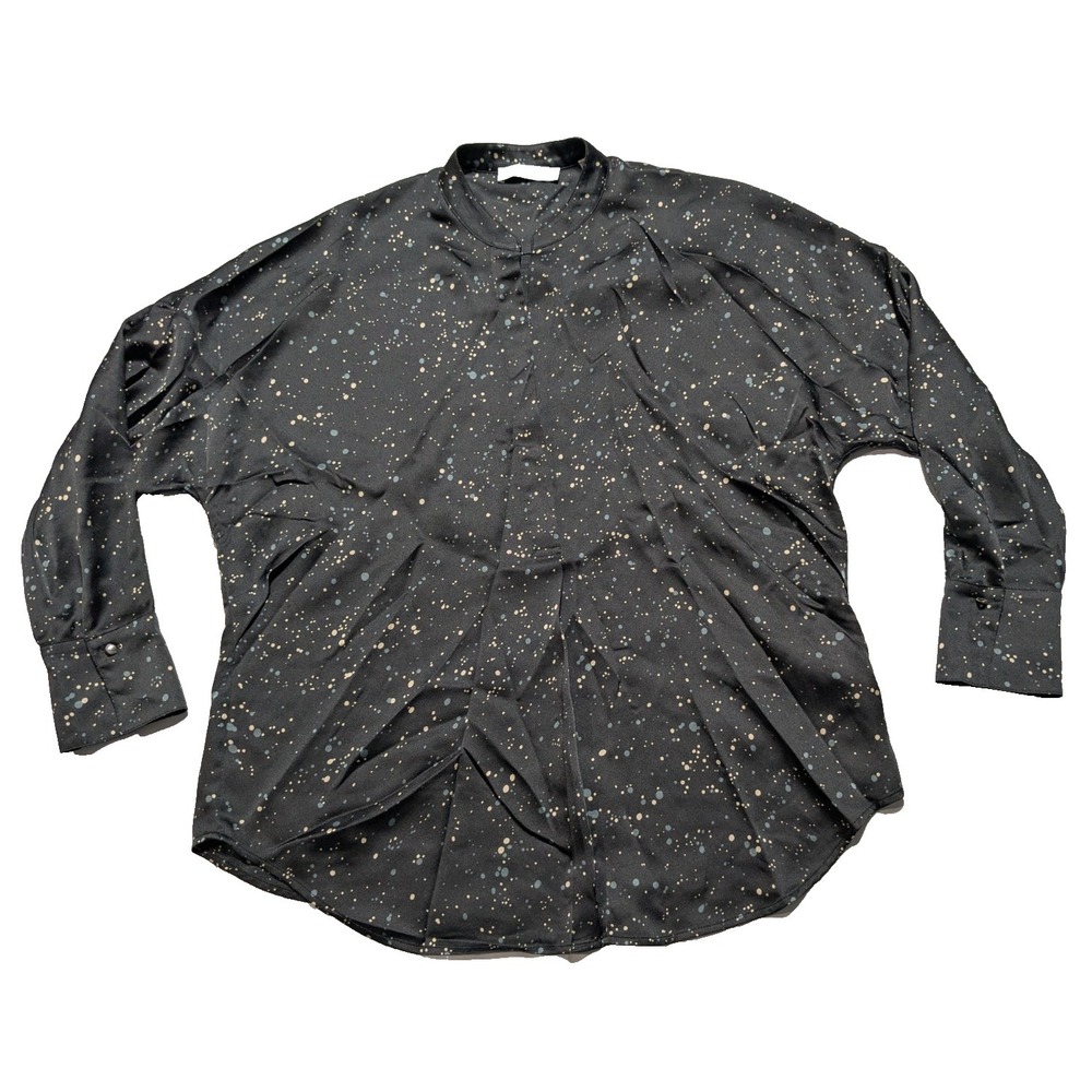 VINCE Constellation Print Popover Top - Women Small Black Long Sleeve EUC